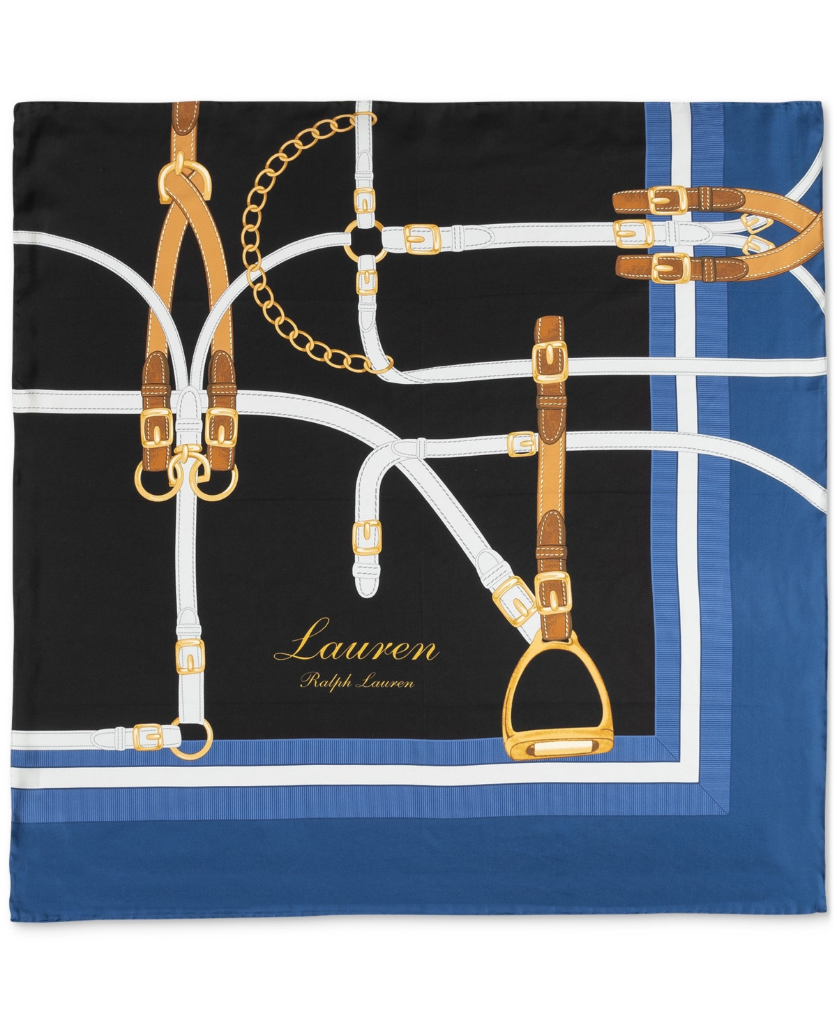 Lauren Ralph Lauren Modern Belting Square Silk Scarf - 405 Navy | Macy's