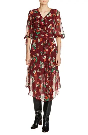 Women's Maje Ruffle Floral Print Faux Wrap Dress | Nordstrom