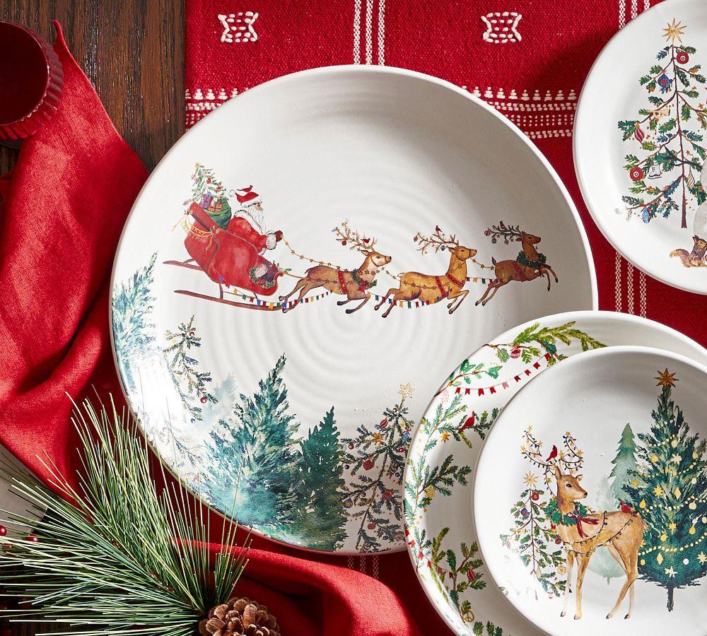 Christmas in the Country Stoneware Round Platter | Pottery Barn (US)