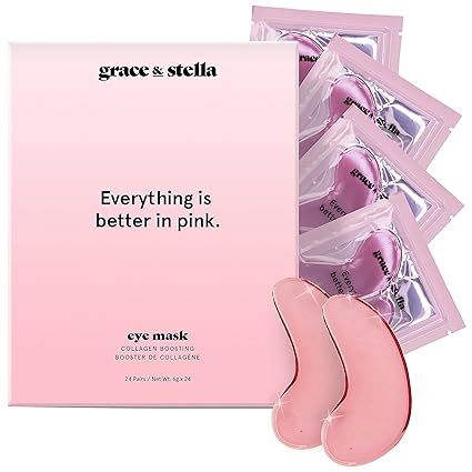 Under Eye Mask - (24 Pairs, Pink) Reduce Dark Circles, Puffy Eyes, Undereye Bags, Wrinkles - Gel ... | Amazon (US)