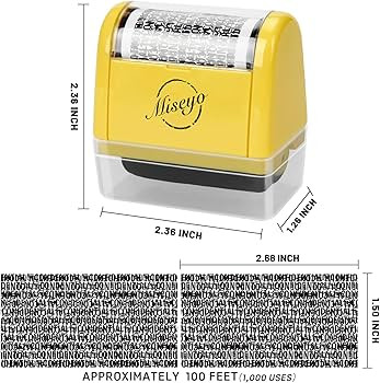 Miseyo Wide Identity Theft Protection Roller Stamp Set - Yellow (3 Refill Ink Included) | Amazon (US)