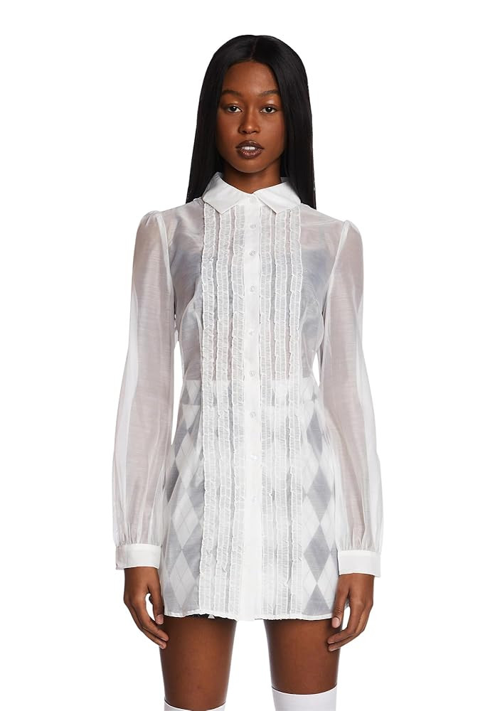 Dolls Kill I Totally Paused Sheer Top by Sugar Thrillz – Long Sleeve Sheer Top with Pointed Col... | Amazon (US)