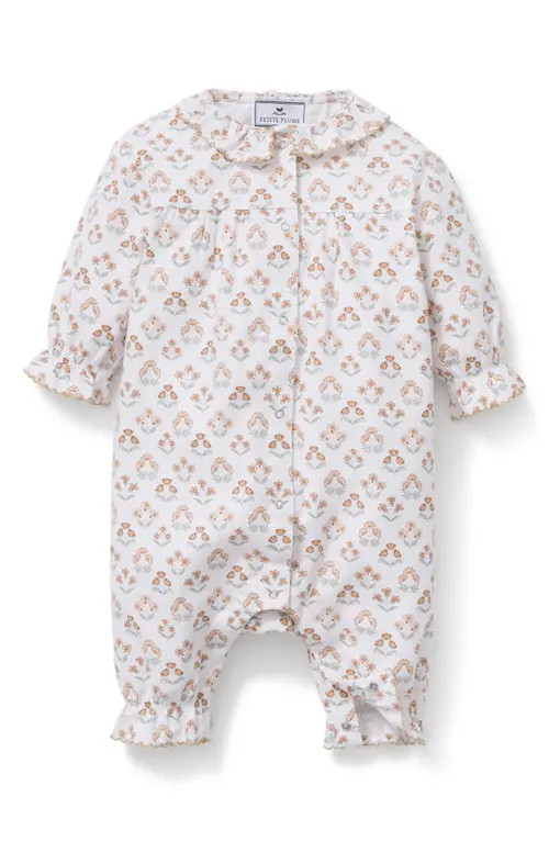 Petite Plume Madeline Twill Romper in Light Tan at Nordstrom, Size 3M | Nordstrom