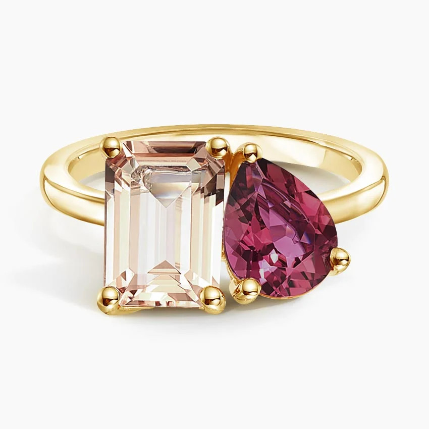 Toi et Moi Morganite and Pink Tourmaline Cocktail Ring in 18K Yellow Gold | Brilliant Earth