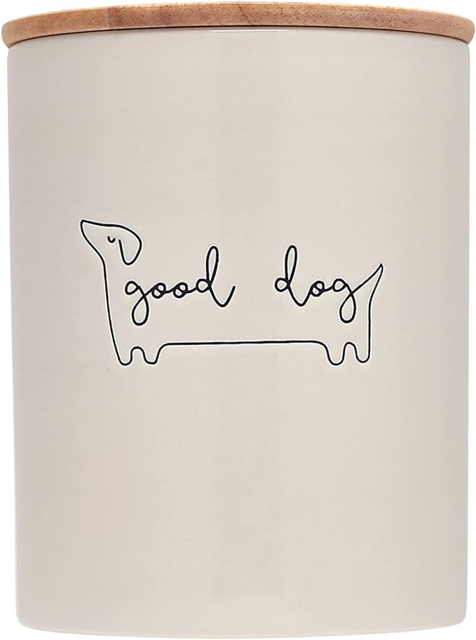 Pearhead Good Dog Treat Jar, Ceramic and Wood Pet Treat Canister, Neutral Modern Kitchen Decor, P... | Amazon (US)