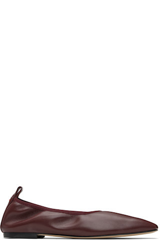 Burgundy Nomi Ruched Ballerina Flats | SSENSE
