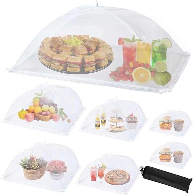 7Pack Various Size (40x24*1,17x17*2,14x14*2,12x12*2) Pop-up Food Tents Food Covers for Outside Me... | Amazon (US)