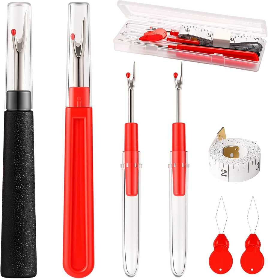 Seam Ripper Tool Kit, 4 Sewing Seam Rippers (2 Large & 2 Small) with 2 Needle Threaders & 1 Soft ... | Amazon (US)