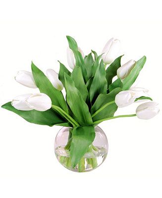 Winward Silks Permanent Botanicals Tulip in Bubble Bowl - Macy's | Macy's
