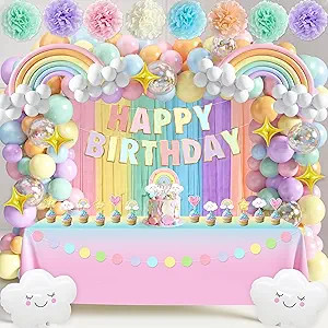 Pastel Rainbow Birthday Decorations 182Pcs Rainbow Party Supplies, Include Pastel Balloon Arch Ki... | Amazon (US)