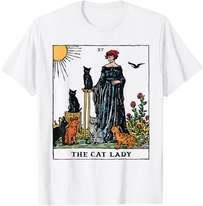 The Cat Lady Tarot Card Vintage Gothic Women Cat Mom T-Shirt | Amazon (US)