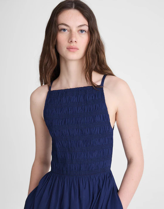 Smocked High-Neck Midi Dress | Madewell