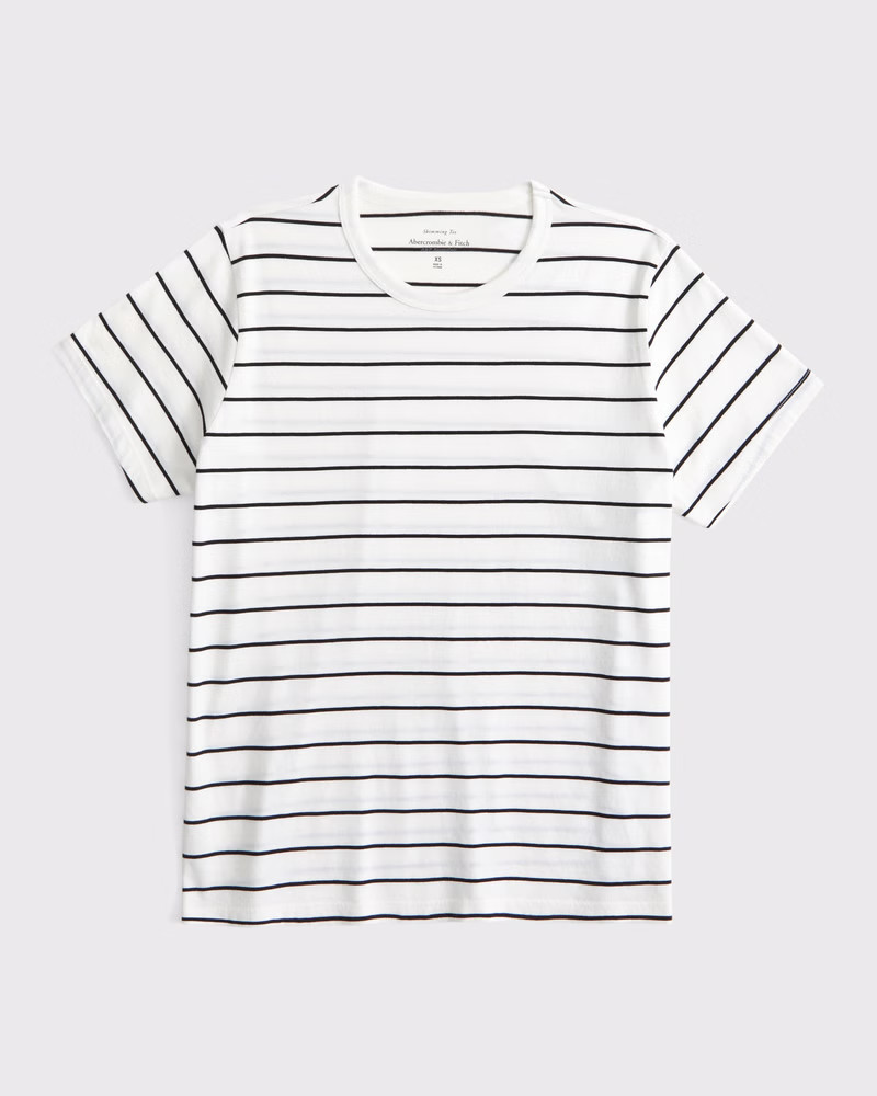 Abercrombie & Fitch Women's Essential Polished Body-Skimming Tuckable Tee in White Stripe - Size XXS | Abercrombie & Fitch (US)