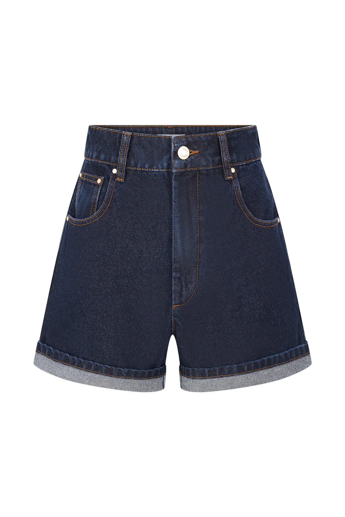 Cuffed Denim Shorts - Indigo Blue | MESHKI US