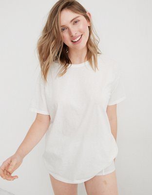 Aerie Distressed Basic Boyfriend T-Shirt | Aerie