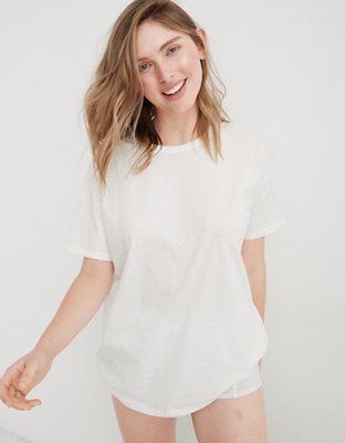 Aerie Distressed Basic Boyfriend T-Shirt | American Eagle Outfitters (US & CA)