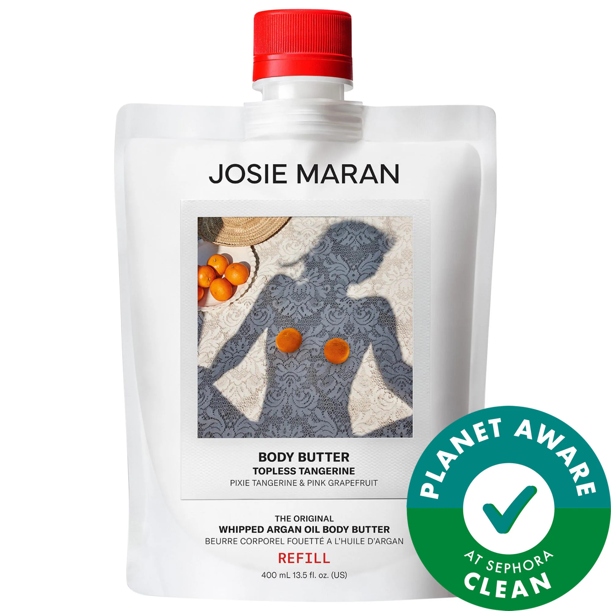 JOSIE MARAN Topless Tangerine - Whipped Argan Oil Refillable Firming Body Butter Jar 13.5 oz | Sephora (US)