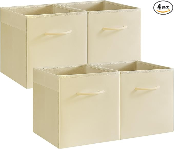 StorageWorks Beige Storage Cubes, 11 Inch Cube Storage Bins with Handle, Cube Storage Organizer B... | Amazon (US)