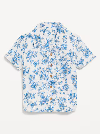 Printed Short-Sleeve Linen-Blend Pocket Shirt for Toddler Boys | Old Navy (US)
