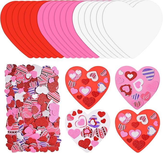 388 Pcs Valentine's Day Foam Heart Stickers Kit Includes 18 Pcs Colorful Large Foam Hearts and 37... | Amazon (US)