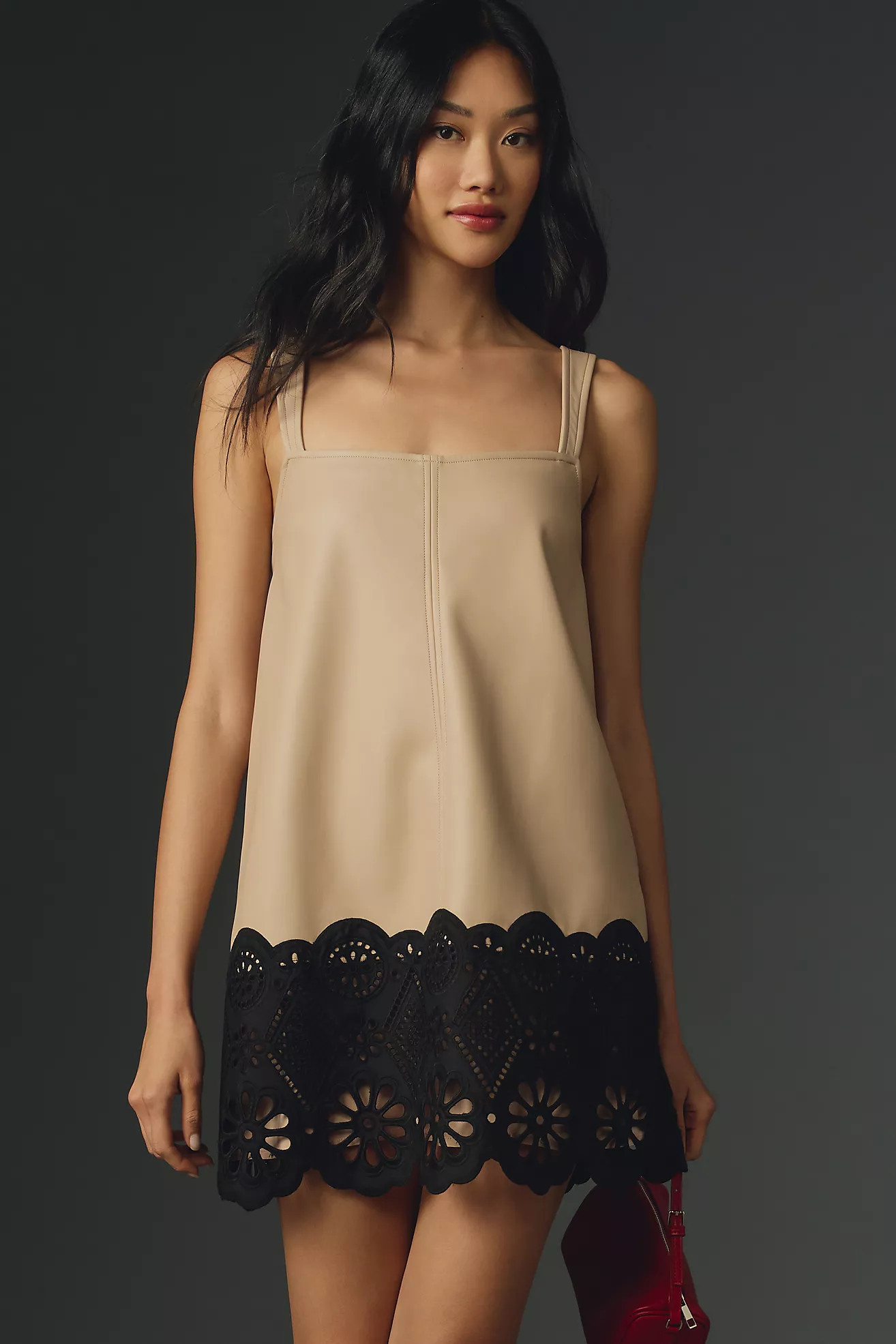 By Anthropologie Sleeveless Square-Neck Scallop-Trim Mini Dress | Anthropologie (US)