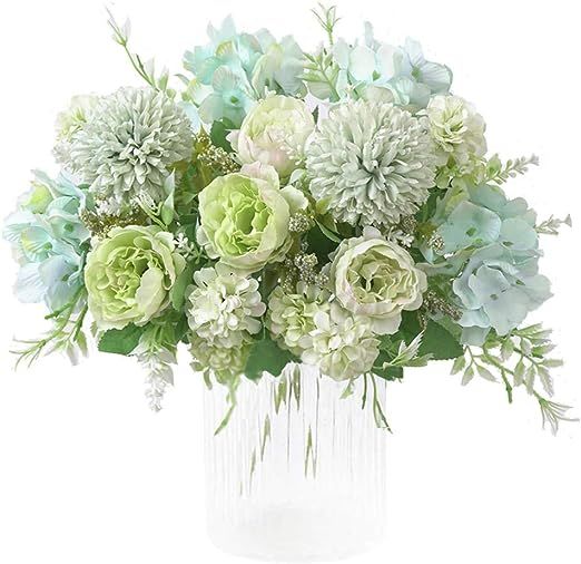 KIRIFLY Artificial Flowers, Fake Peony Silk Hydrangea Bouquet Decor Plastic Carnations Realistic ... | Amazon (US)