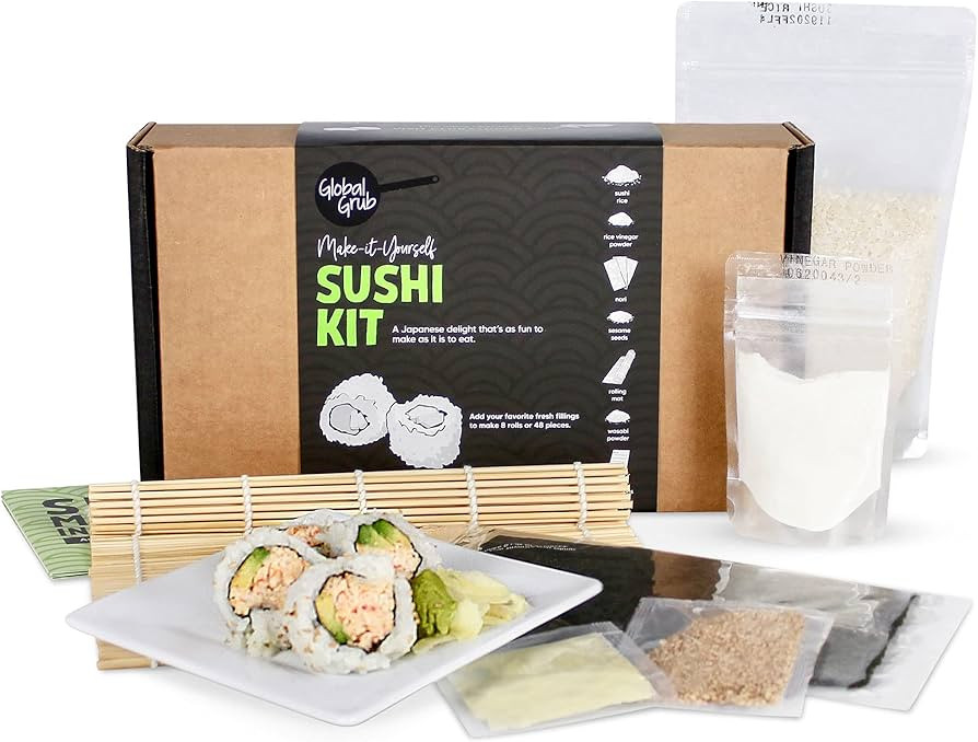 Global Grub DIY Sushi Making Kit - Sushi Kit With Ingredients - Sushi Rice, Nori Sushi Seaweed, S... | Amazon (US)