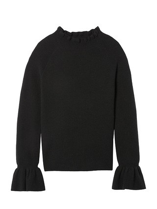 Feather Touch Ruffle-Cuff Turtleneck | Banana Republic US