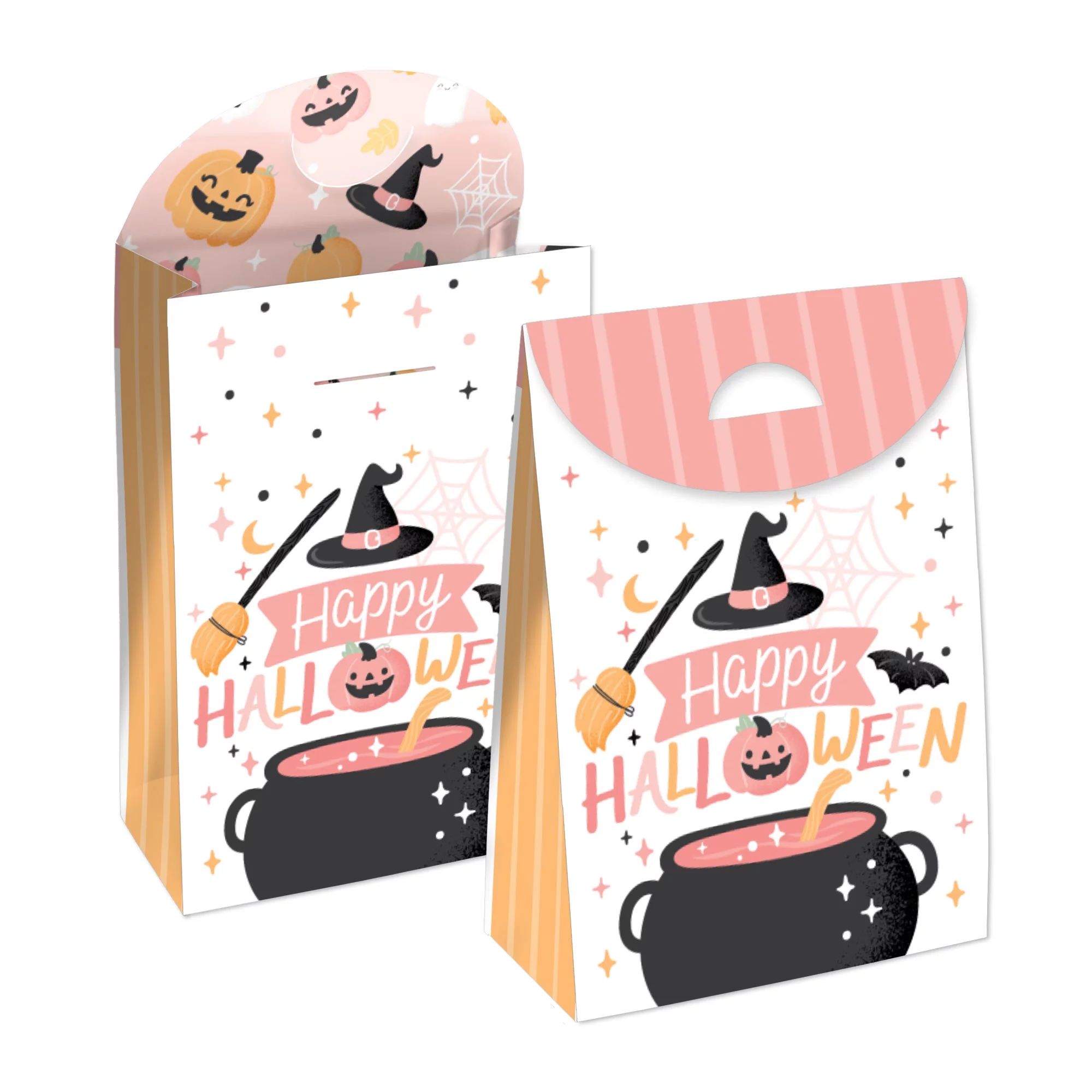 Big Dot of Happiness Pastel Halloween - Pink Pumpkin Party Gift Favor Bags - Party Goodie Boxes -... | Walmart (US)