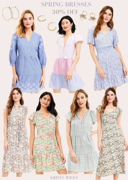 Beautiful spring dresses now 50% off 3+ styles, 40% off 2, 30% off 1! CODE YAY 👏

Love the soft colors so pretty for spring! 
Style with a pair of heels for all your events, weddings, bridal showers or out to dinner! 💕🌸
Also so cute with sneakers or slides for running errands, a day out shopping, going out to lunch and so much more! 

I ordered the top middle dress and the bottom two middle knee length dresses and those were a little large! The blue chambray embroidered dress (top left) fit TTS, I ordered XS. 

#LTKwedding #LTKsalealert #LTKunder100
