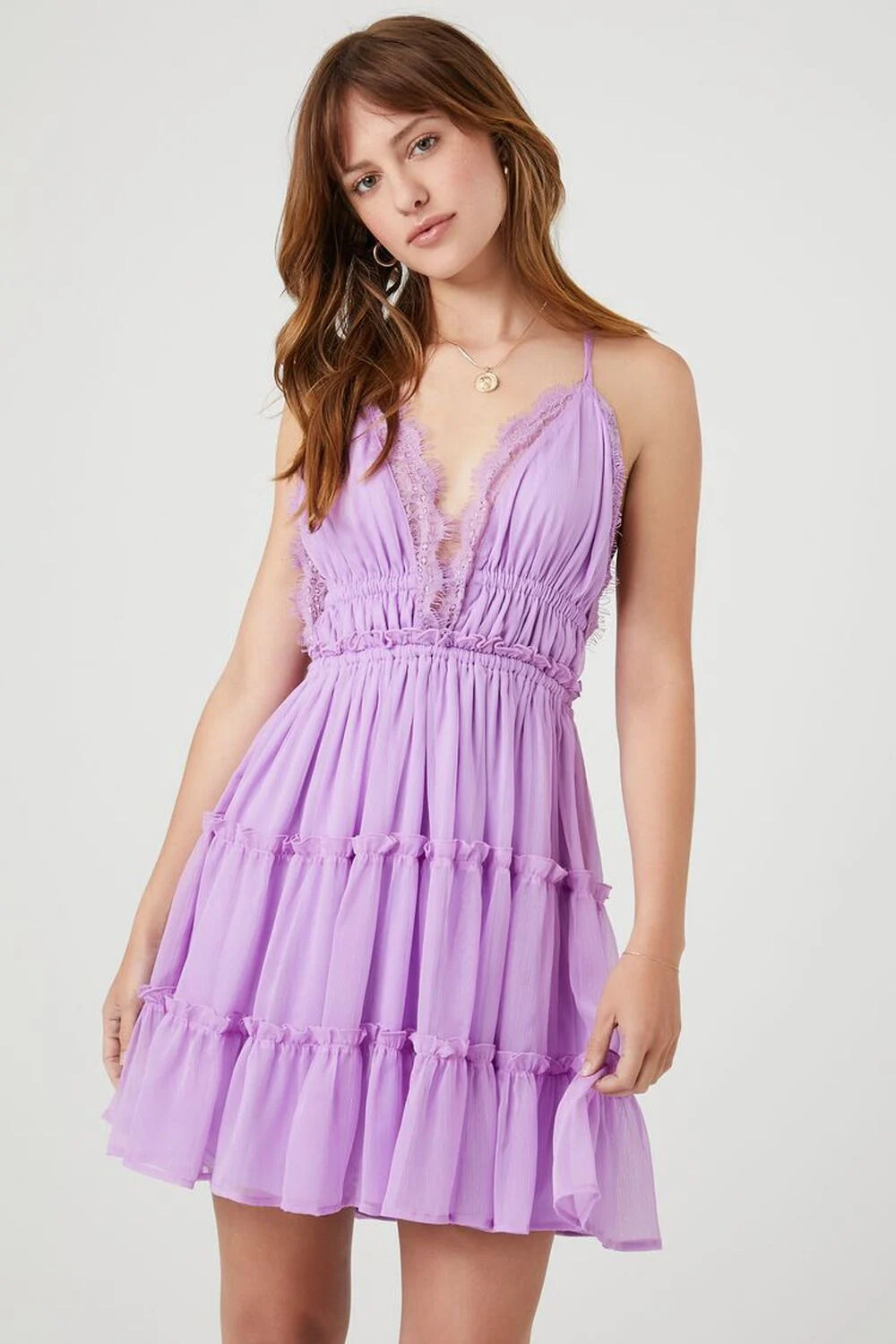 Plunging Tiered Tie-Back Mini Dress | Forever 21 (US)