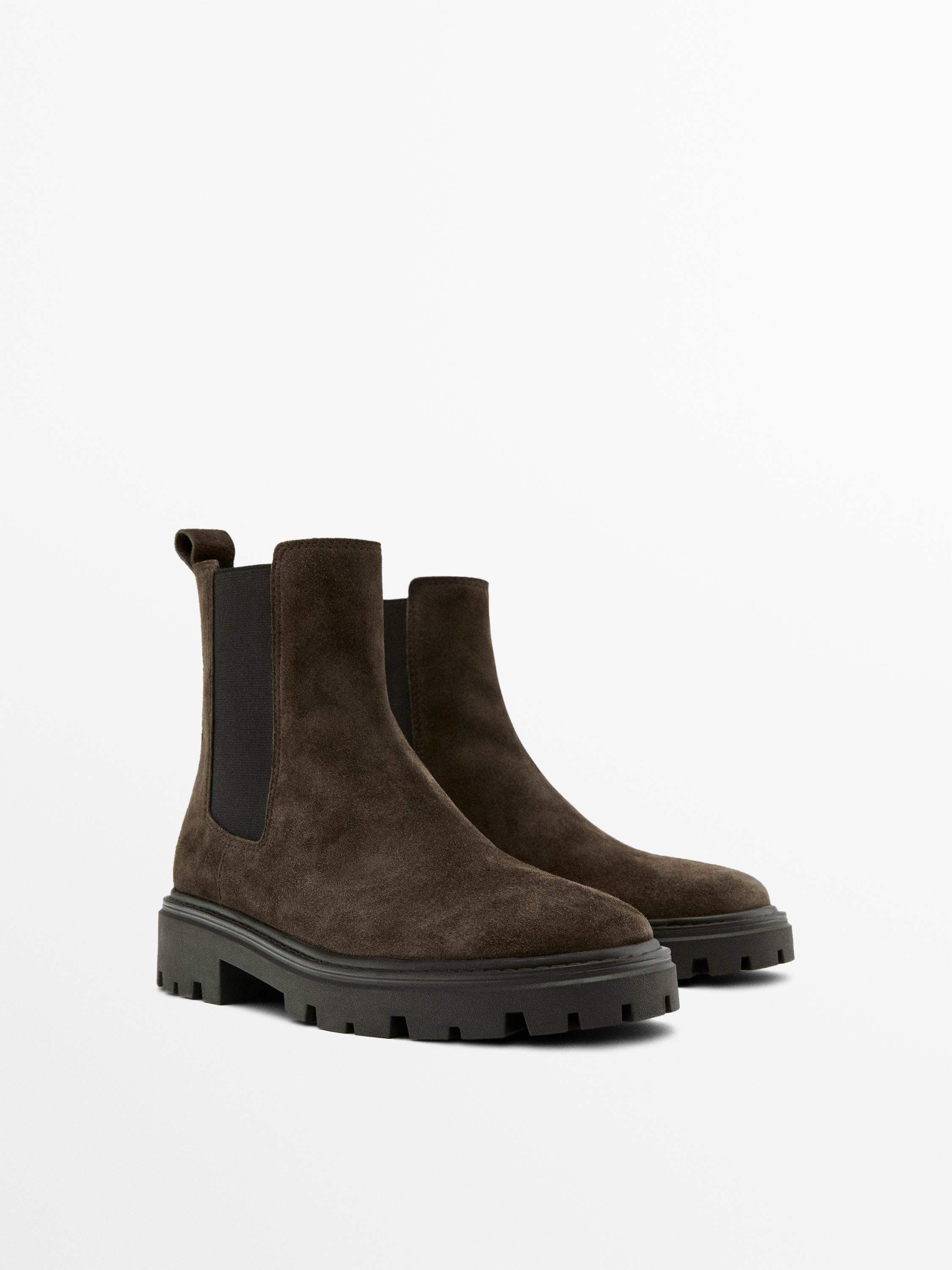 Flat Chelsea boots with track sole | Massimo Dutti UK