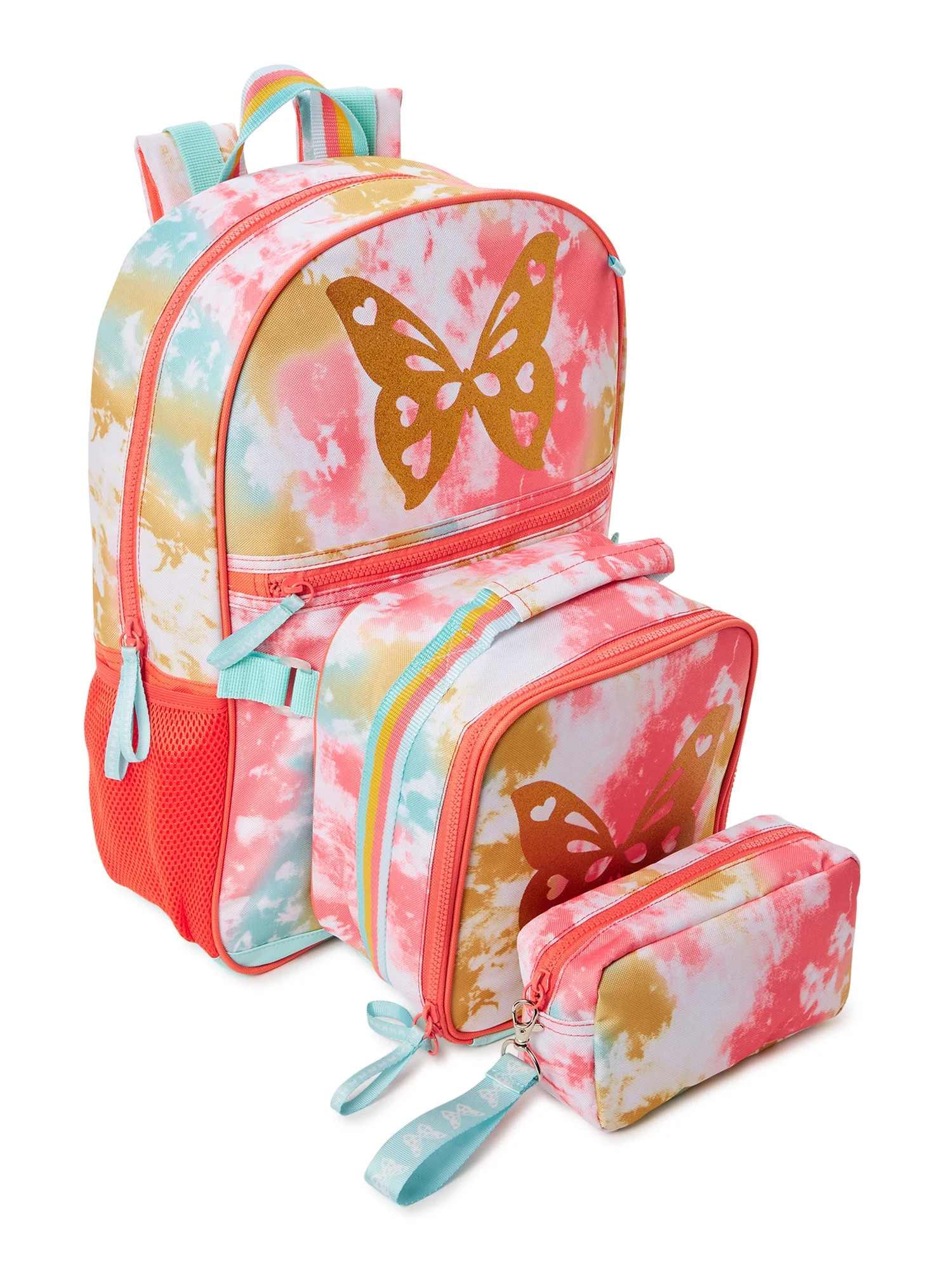 Wonder Nation Girl's Backpack with Lunch Bag 3-Piece Set Fly Free Butterfly Peach | Walmart (US)
