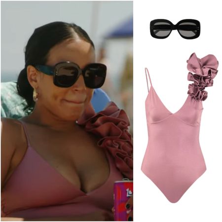 Danielle Olivera’s Pink Ruffle Bathing Suit