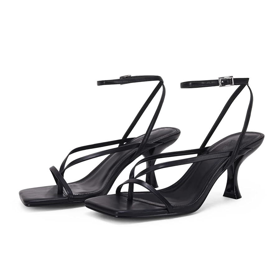 PiePieBuy Women's Lace Up Heeled Sandals Square Flip Flop High Heels Strappy Party Shoes | Amazon (US)
