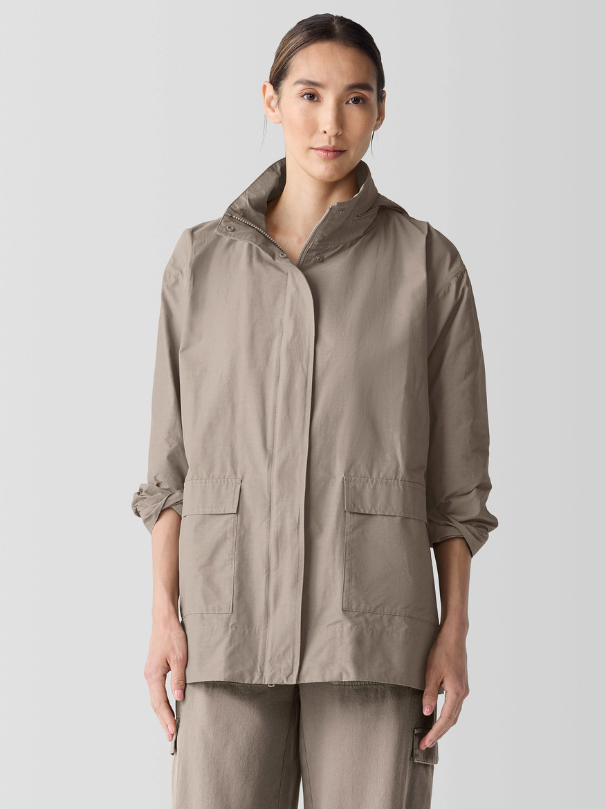 Light Cotton Nylon Stand Collar Jacket | Eileen Fisher
