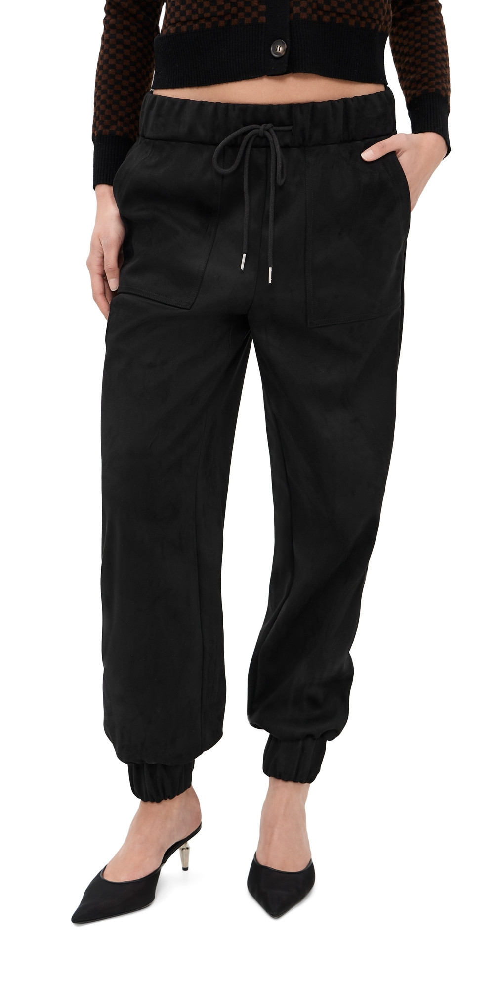 LE BOP Remy Faux Suede Joggers Black XXL | Shopbop