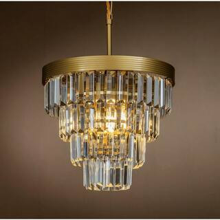 3-Light Tiered Gold Mini Chandelier With Clear Crystals 7002D30BR-1 - The Home Depot | The Home Depot