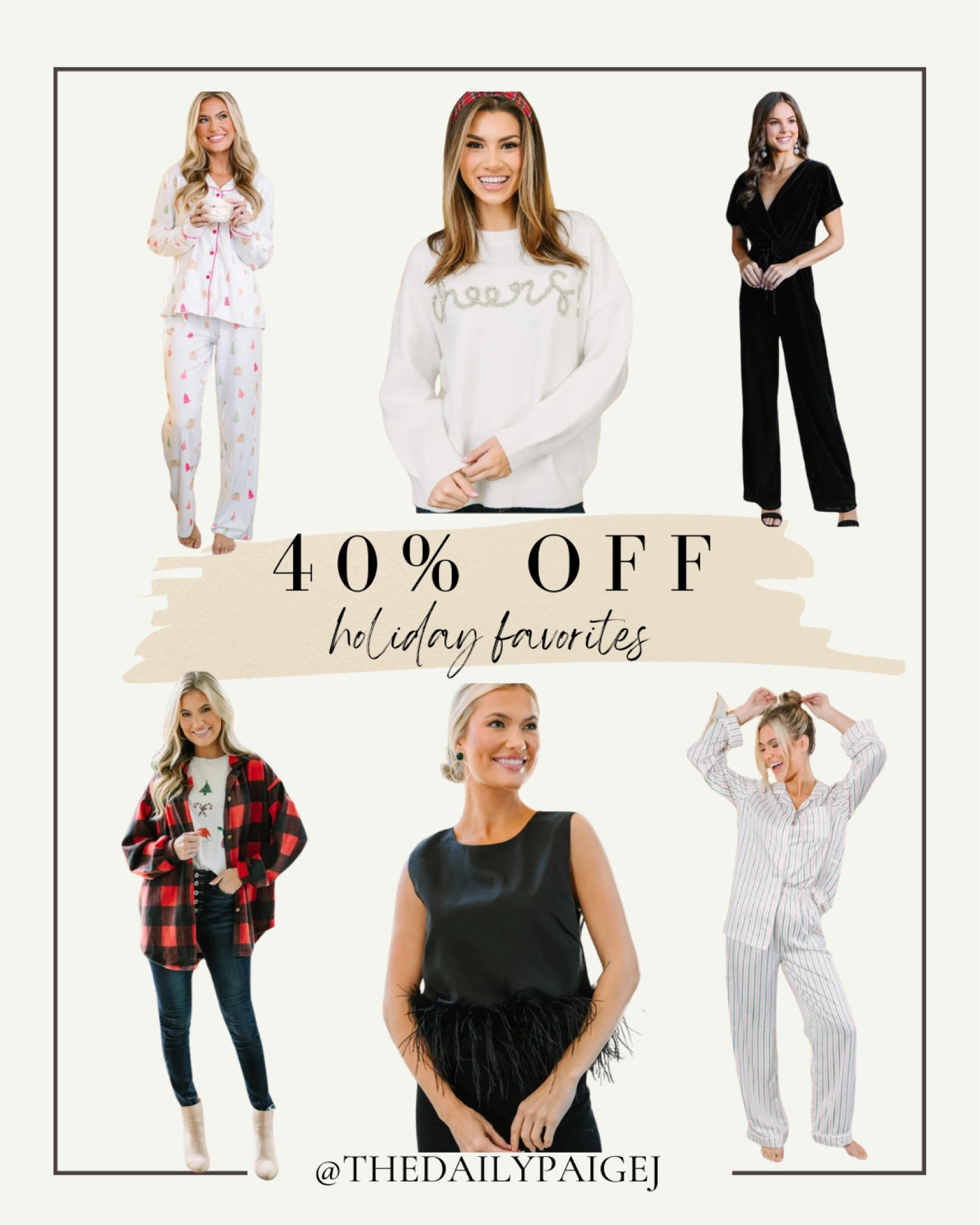 Shop the mint has a lot of cute festive looks on sale! Their sweaters and pajamas are currently 40% off! If you’re looking for a new years look, this cheers sweater would be perfect. Also, this red and plaid shacket is great into the winter months after Christmas. 

Christmas pajamas, Christmas sweaters, New Years Outfits, Christmas outfits, plaid Shackets

#LTKfindsunder50 #LTKSeasonal #LTKHoliday