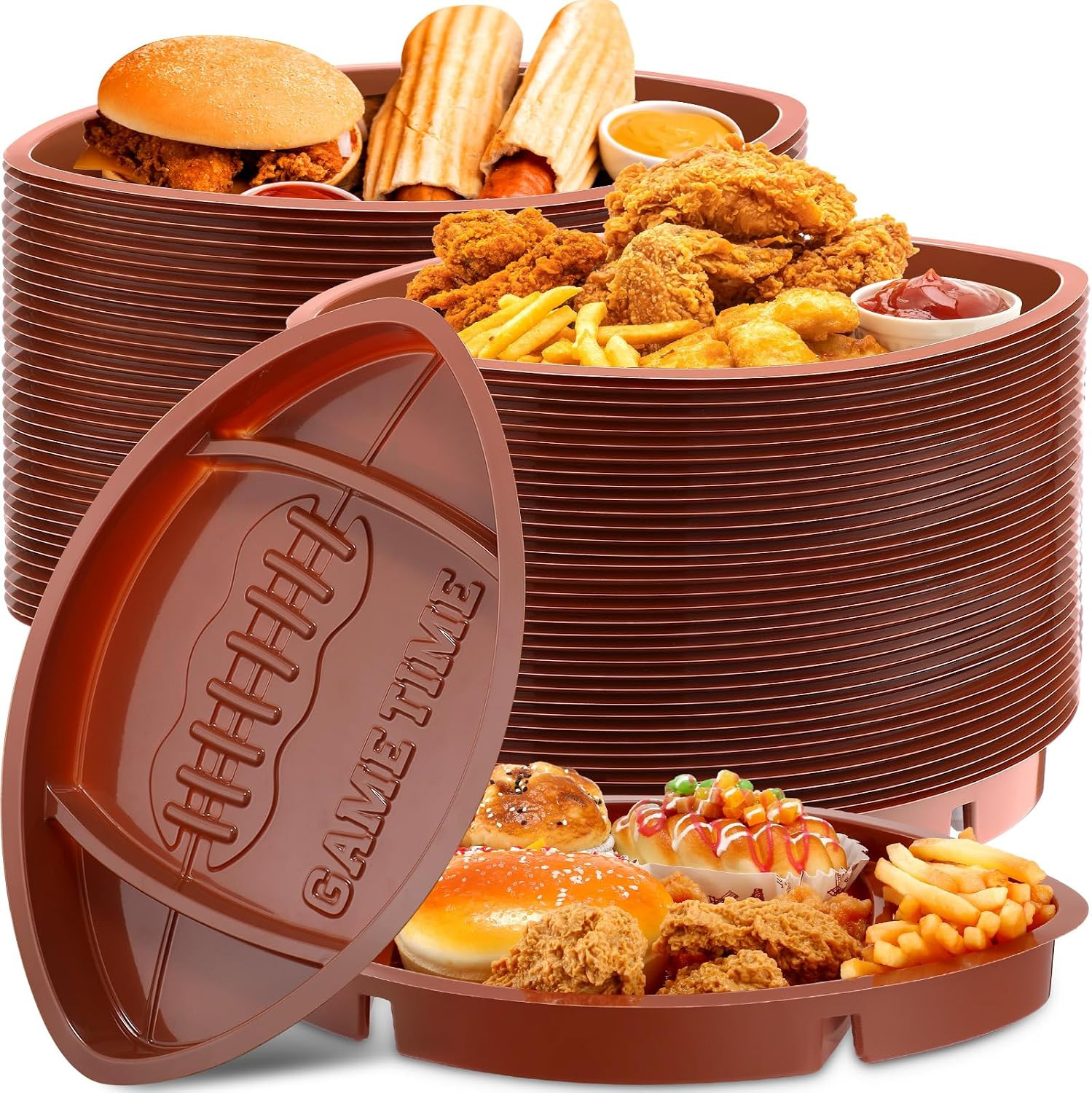 Wiwiqing 48 Pcs Plastic Football Serving Trays for Party, Food, Snack | Amazon (US)