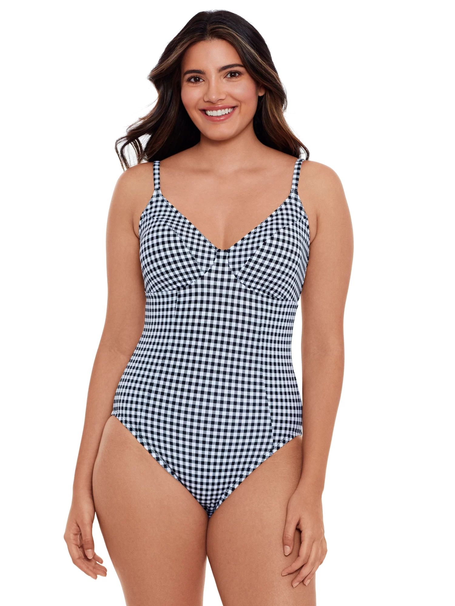 Time and Tru Women's and Women’s Plus Size Paneled Twist Back One Piece Swimsuit | Walmart (US)