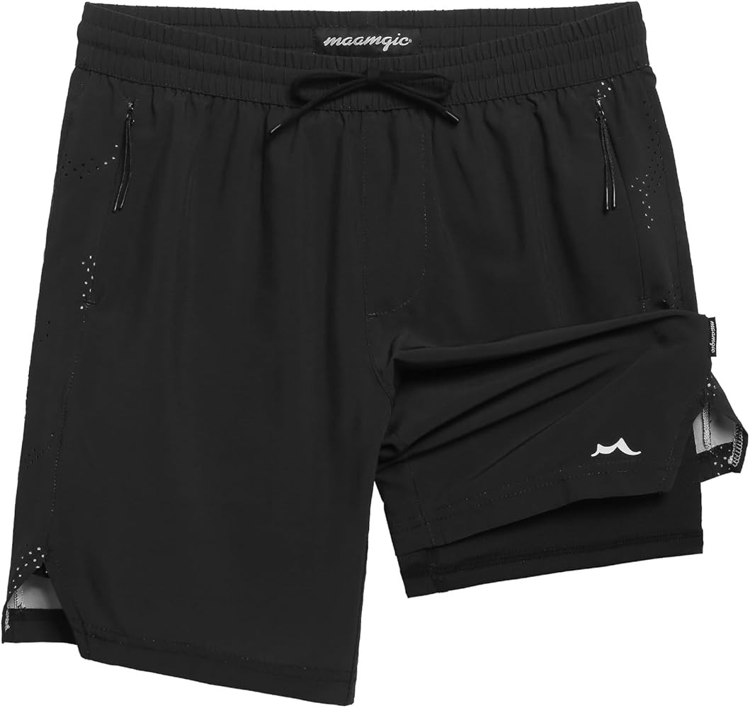 maamgic Boys Athletic Shorts with Liner Youth 2 in 1 Active Running Basketball Shorts | Amazon (US)