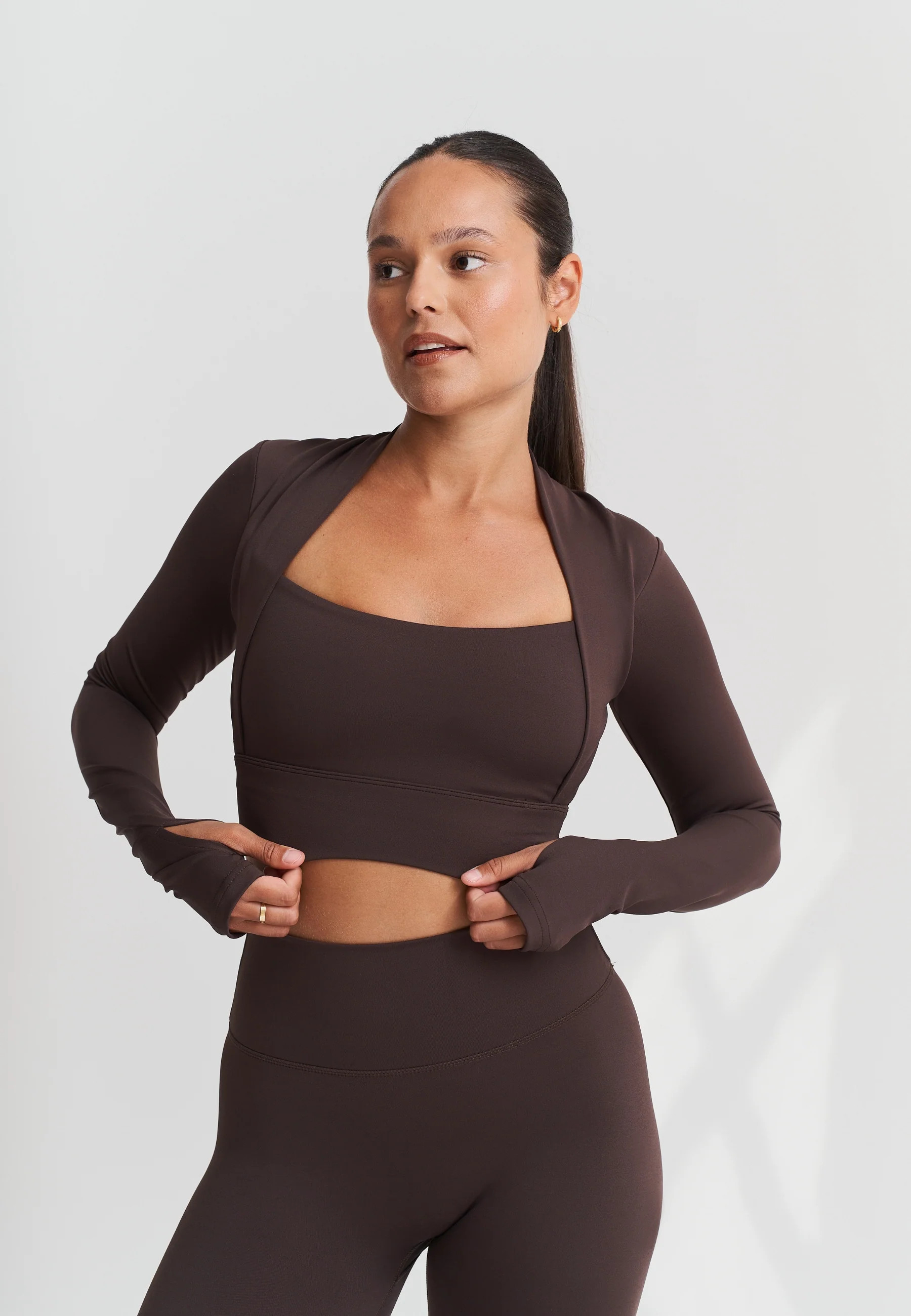 Softsculpt Bolero Long Sleeve Top - Espresso | Sisterly Tribe