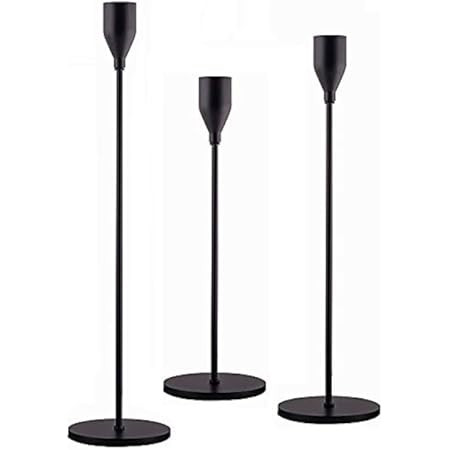 SUJUN Matte Black Candle Holders Set of 3 for Taper Candles, Decorative Candlestick Holder for Weddi | Amazon (US)