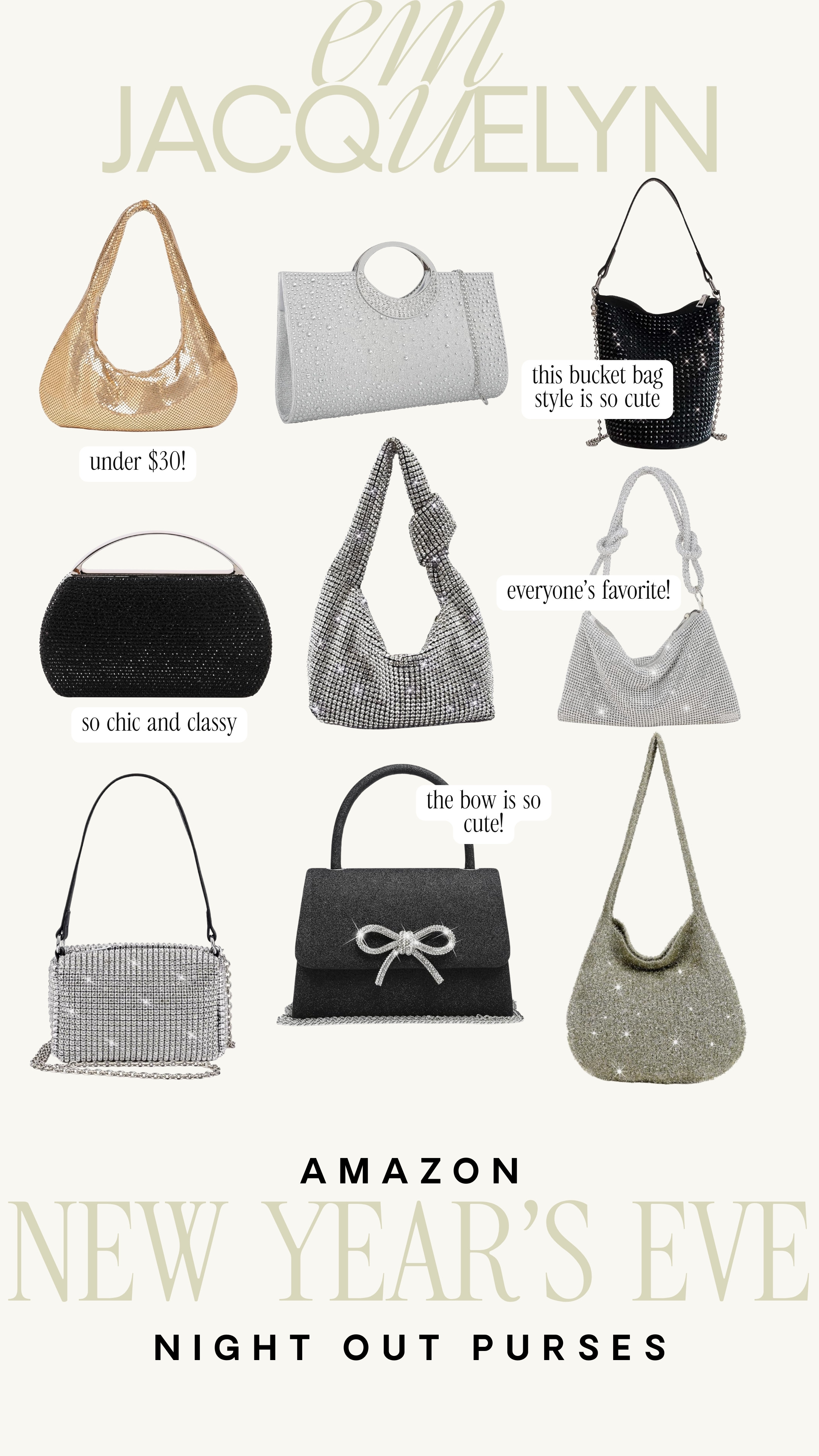 Last minute sparkle bags for New Years Eve! All from Amazon!

Amazon fashion, NYE outfits, NYE purses, New Years Eve outfit ideas, New Years Eve accessories  

 #LTKHoliday #LTKFindsUnder50