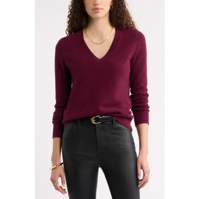 Nordstrom V-Neck Cashmere Sweater in Pink Adobe at Nordstrom, Size X-Small | Nordstrom