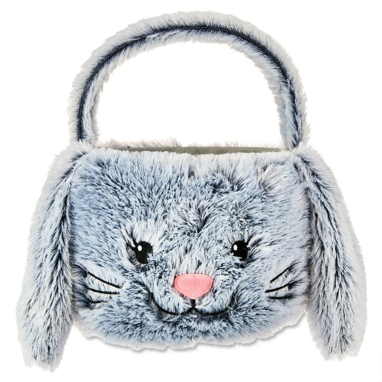 "Way to Celebrate! Easter Plush Bunny Easter Basket, Grey" | Walmart (US)