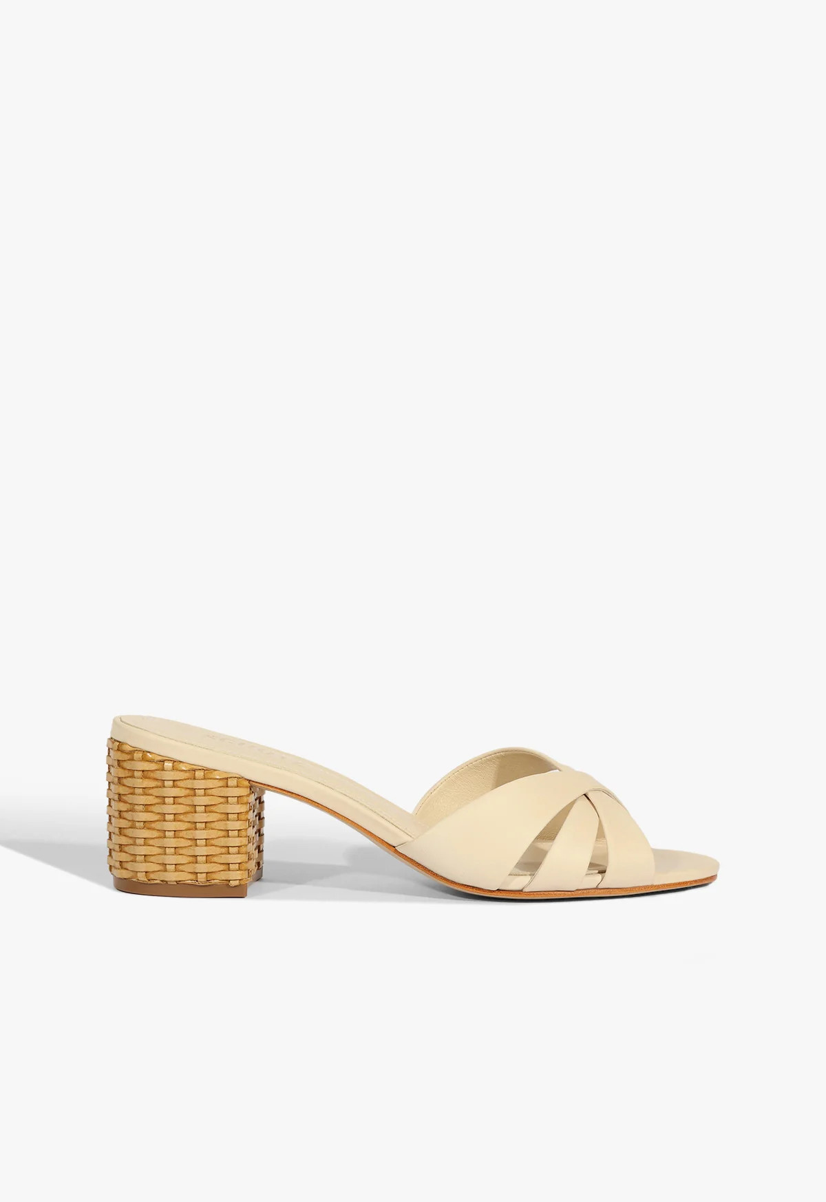 Keefa Straw Mule Block Sandal | Beige | Leather | Schutz (US)