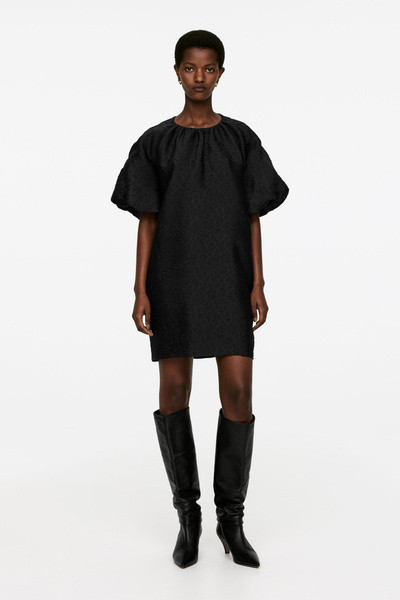 Jacquardkleid mit Ballonärmeln – Schwarz – Women – ARKET AT | Arket EU