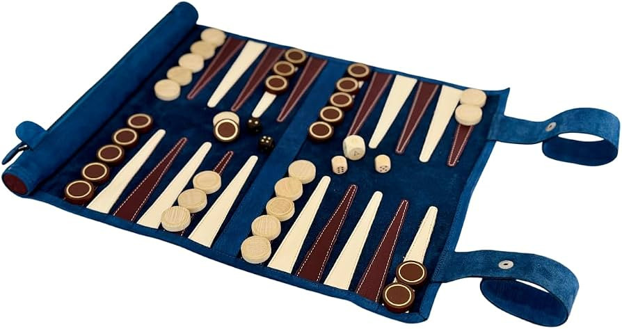 Melia Outlet Rollbares Backgammon aus Leder \u2013 Premium Reise Backgammon Set \u2013 Handgefert... | Amazon (DE)